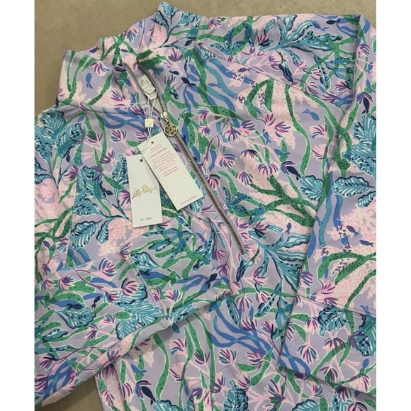 Lilly Pulitzer Tops - Lilly Pulitzer UPF 50+ Quarter-Zip Pullover – NWT Blue Floral Bloom (Size L)